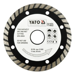 Диск алмазный отрезной универсальный TURBO 115х22.2 мм YATO YT-6022