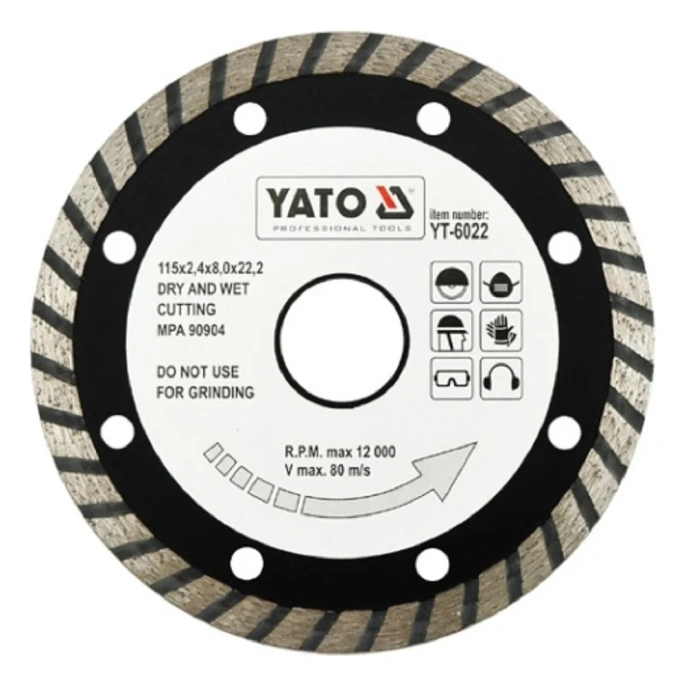 Диск алмазный отрезной универсальный TURBO 115х22.2 мм YATO YT-6022