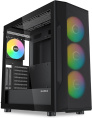 Корпус SAMA S40 Black (S40-BKAPA4X1-GL) (материал: сталь SPCC, окно: закалённое стекло, 1xUSB-C, 2xUSB3.0, Audio, без БП, 3x3.5” и 3x2.5”/3.5″, 7 слотов расширения, ATX, длина видеокарты: 415 мм, высота кулера: 164 мм, воздушное охлаждение: сверху 3х120мм