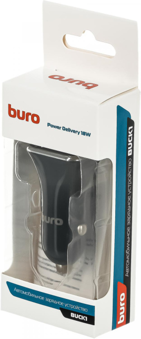 Автомобильное зарядное устройство Buro BUCK1,  USB-C, 18Вт, 3A, черный [buck18p010bk]