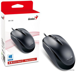 Genius Мышь DX-120 Black { оптическая, 1000 dpi, 3 кнопки+колесо прокрутки, провод 1,5 м, USB} [31010105100/31010010400]