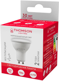 Лампа светодиодная Thomson TH-B2056 10Вт цок.:GU10 полусф. 220B св.свеч.бел.нейт. MR16 упак.:1шт