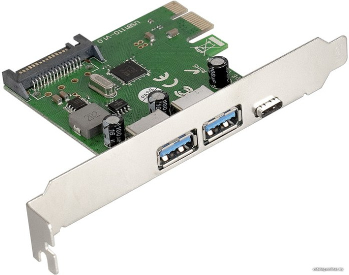 Контроллер ExeGate EXE-323 (PCI-E x1 v2.0, 2*USB3.0 ext. + 1*Type-C, разъем доп.питания, VIA Labs Chipset VL805) EX283719RUS