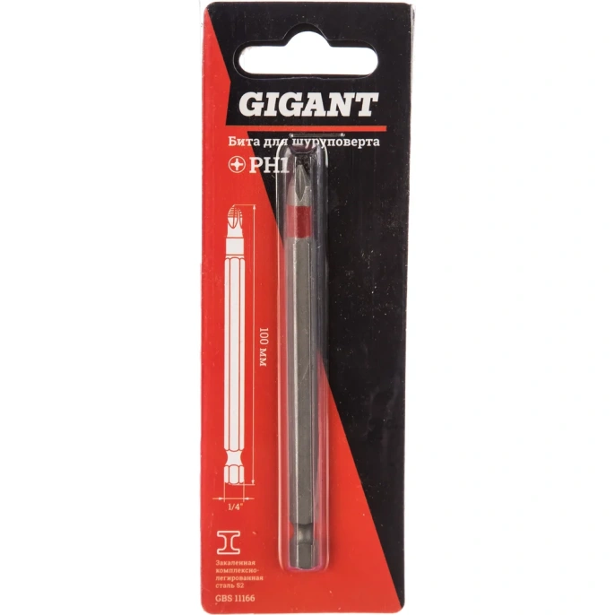 Бита (PH1; 100 мм) для шуруповерта Gigant GBS 11166