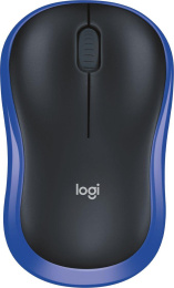 Мышь Logitech M185, оптическая, беспроводная, USB, черный и синий [910-002236]