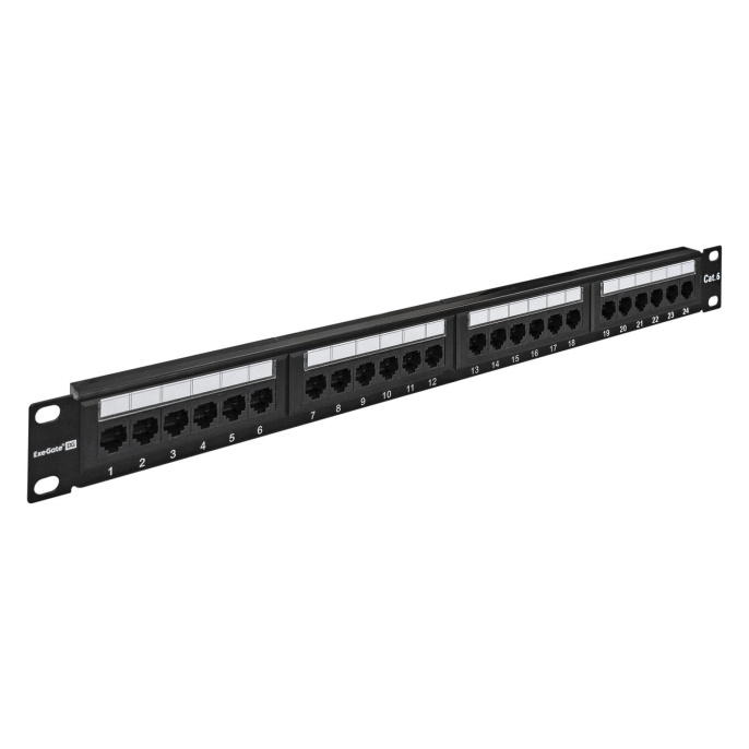 Патч-панель ExeGate EPP3-19-24-8P8C-C6-110D (19", UTP, 24 port, cat.6, KRONE&amp;110(dual IDC), 1U, RoHS, Black, RTL) EX281080RUS