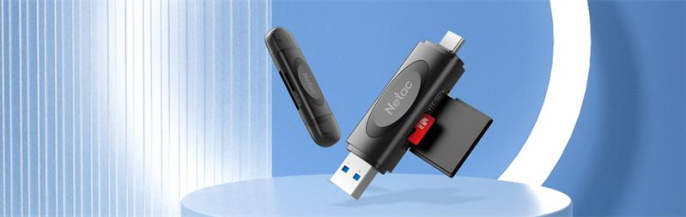 Картридер Netac WK14 WK14BKCN USB3.2 SD, SDHC, SDXC, microSD, microSDHC, microSDXC, USB Type-A/USB Type-С, Черный
