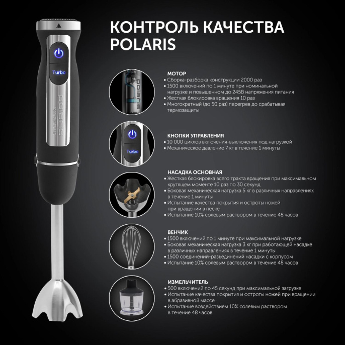 Блендер погружной Polaris Cube PHB 1589AL 1500Вт черный/серебристый