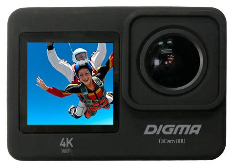 Экшн-камера Digma DiCam 880 (внешний микрофон/пульт ДУ),  4K,  WiFi,  черный [dc880]