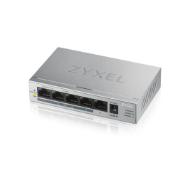 Коммутатор/ ZYXEL GS1005HP Switch PoE +, 5xGE 4xPoE + , desktop, metal, silent, PoE budget 60 W (GS1005HP-EU0101F)