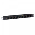 Блок розеток с разъемом подключения C14 ExeGate ServerPro PDU-19H901 Al-9S-C14 (19", 1U, Алюминий, 9*EU/Тип F(Schuko), IEC 320 C14, индикатор питания, черный, RTL) EX280847RUS