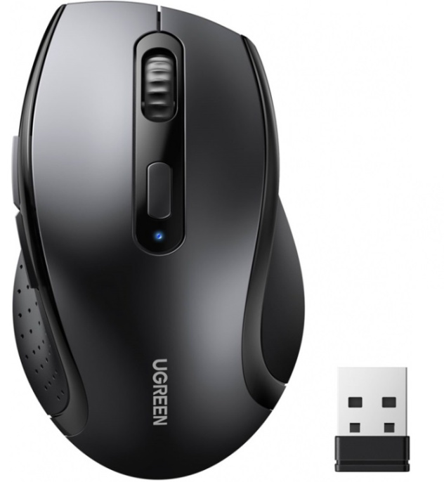 Мышь UGREEN M511 45012 Ergonomic Contoured-Shape Design Wireless Mouse 2.4 GHz - Black 45012_