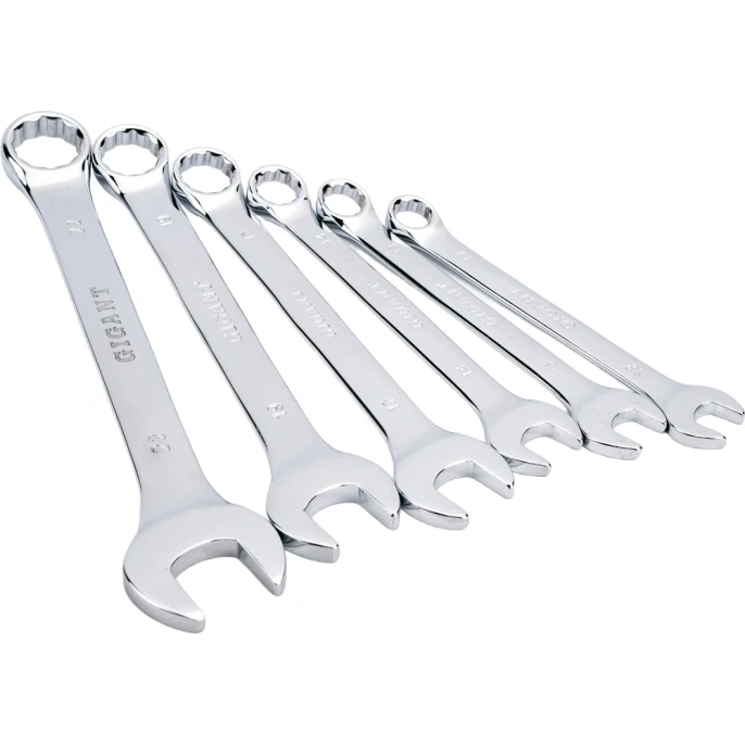 Набор комбинированных ключей Gigant 6 - 22 мм, 12 шт., полированный хром, Сталь Cr-V, 6-22мм, GDWSP-12