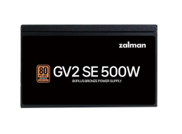 Блок питания Zalman GV2SE 500W (ZM500-GV2SE) (ATX 12V V2.5, 80Plus Bronze (КПД 88%), 1х20+4pin, 1х4pin, 1х8pin, 2х6+2pin, 6хSATA, 4х4pin IDE (Molex), 1х4pin Floppy, OCP/OTP/OPP/OVP/UVP/SCP, 120mm, FDB, 150×140×86мм)