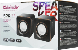 Колонки Defender SPK 33, 2.0, черный/ оранжевый [65633]