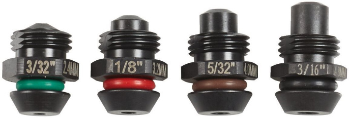 Набор наконечников Milwaukee 48540100 4шт для заклепочника M12 BPRT, размеры: 3/32", 1/8", 5/32", 3/16"