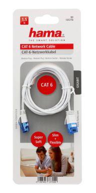 Патч-корд Hama Slim-Flexible UTP 4 пары cat.6 1.5м белый RJ-45 m -RJ-45 m 00135778