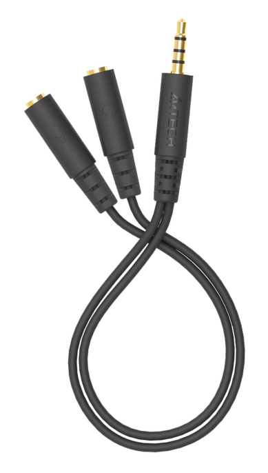Адаптер аудио A4TECH AD-3P, 2xJack 3.5 f - Jack 3.5 m , 0.2м, черный