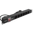 Блок розеток с сетевым фильтром (Surge Protect) и выключателем с подсветкой ExeGate ServerPro PDU-19H608 Al-6S-EU2CU-SW-SPD1 (19", 1U, Алюминий, 6*EU/Тип F(Schuko), Евровилка EU/Тип F(Schuko) VDE-250V-16A-3*1.5mm2, медь, 2 метра, выкл. с подсветкой, SPD1,