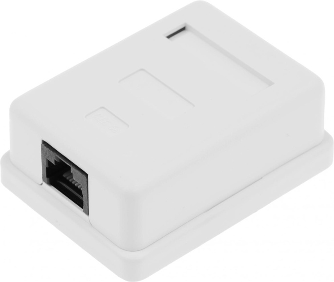 Розетка Hyperline SB1-1-8P8C-C5E-WHRJ45 1 кат.5E UTP бел. упак.:1шт
