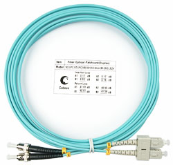 Оптический патч-корд duplex SC-ST 50/125 MM Cabeus FOP-50-SC-ST-1m 1 метр бирюзовый LSZH