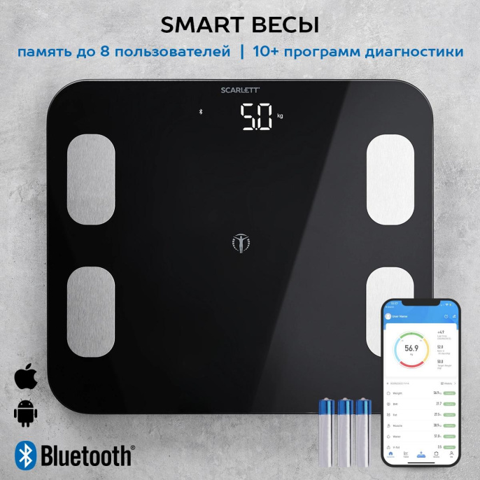 Весы напольные электронные Scarlett SC-BS33ED46 макс.150кг черный