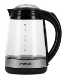 Чайник электрический Hyundai HYK-G3803 1.7л. 2200Вт черный/серебристый корпус: стекло