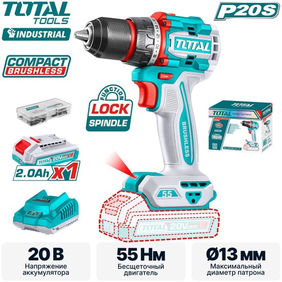Дрель-шуруповерт TOTAL TDLI205582