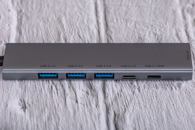 USB концентратор CABLETIME HB01G (CT-HBP1-AG6) 6-в-1 с HDMI, 100W PD для MacBook Pro/Air - Gray