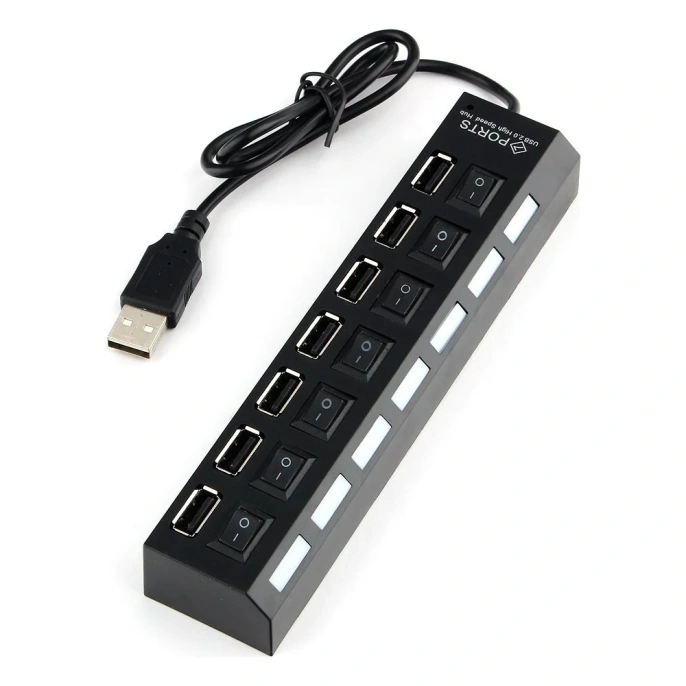 Концентратор Gembird USB 2.0, 7 портов, питание, блистер UHB-U2P7-02