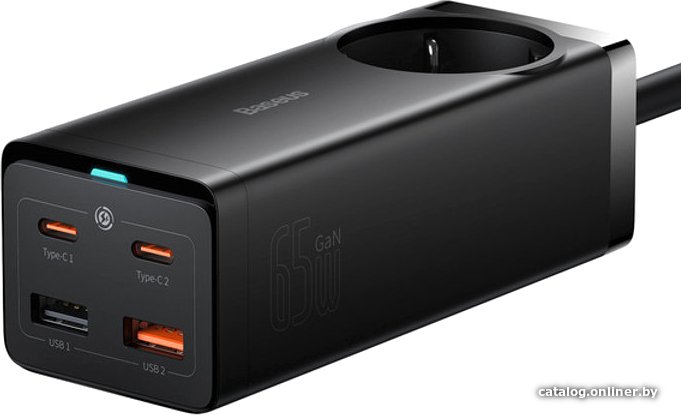 Удлинитель Baseus PSZM000901 GaN3 Pro Desktop Powerstrip AC+2U+2C 65W EU Black CCGAN65-1ACE