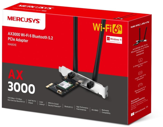 Wi-Fi + Bluetooth адаптер MERCUSYS MA80XE PCI Express