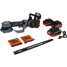 Аккумуляторная бесщеточная цепная пила PROFIPOWER PL-12 с штангой телескопической 20В, 12", Li-ion-2шт, 4.0Ач, 0-5800 об/мин, З/У, в коробке [E0285]