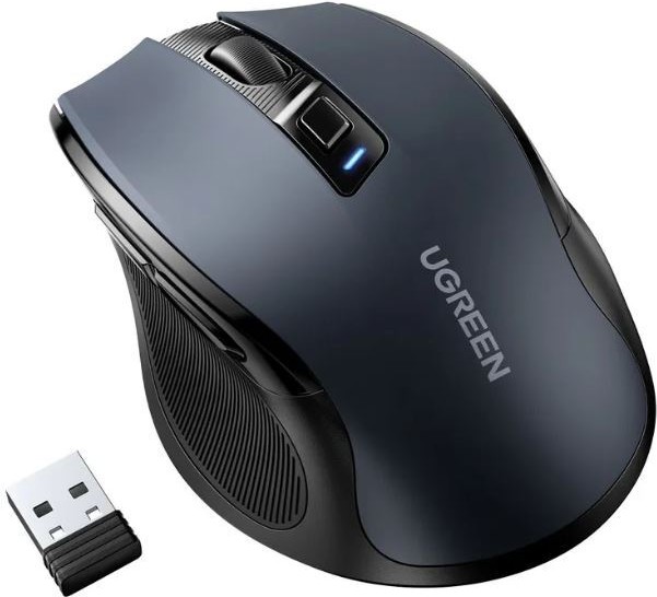 Мышь UGREEN MU006-90545, 2.4G, 1000/1600/2000/4000 DPI, Бесшумная, Режим: беспроводной -2,4 ГГц, рабочее расстояние: 10 м, 6 функций кнопок, рабочее напряжение: 1,5 В, рабочий ток: 10 мА, щелочная батарея AA не входит в комплект , совместимые системы: Wi