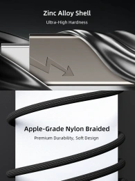 Кабель USB4 CABLETIME CU44L (CT-USB4-ZG2) 2 м, коаксиальный, черный TPE + нейлоновый 40G/240W, АУДИО-ВИДЕО 8K/60HZz