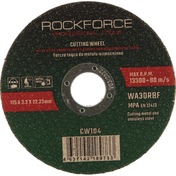 Диск отрезной по металлу 115x3.2x22.23 мм ROCKFORCE RF-CW104 29630 RF-CW104 29630