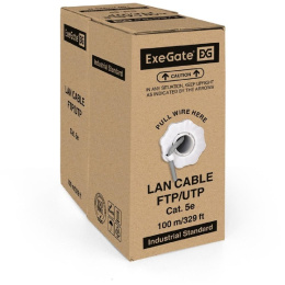 Кабель ExeGate UTP4-C5e-CCA-S26-IN-PVC-GY-100 UTP 4 пары кат.5e CCA, 0.41мм (26AWG), 100м, серый, PVC EX281818RUS
