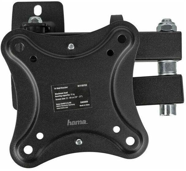 Кронштейн для телевизора HAMA Fullmotion, 10-27", настенный, черный [r1118152]