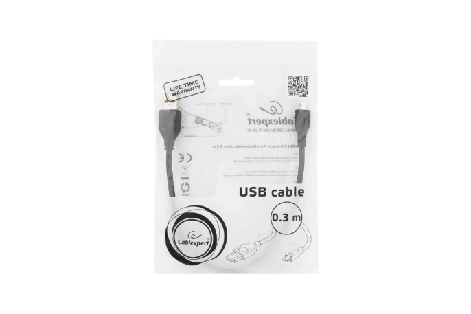 Gembird PRO CCP-mUSB2-AMBM-0,3m USB 2.0 кабель для соед. 0.3м AM-microBM 5 pin экран, черный, пакет