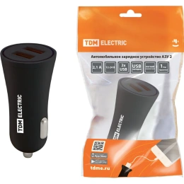 Автомобильное зарядное устройство TDM ELECTRIC АЗУ 2, 2,1 А, 2 USB, черный SQ1810-0202