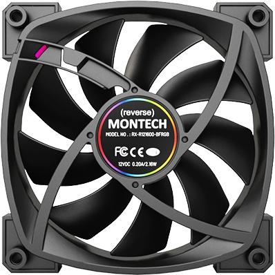 Вентилятор MONTECH RX120 Reverse, 120мм, 4-pin, 1600об/мин, 27 дБ, ARGB, черный, Ret [rx120 pwm black]