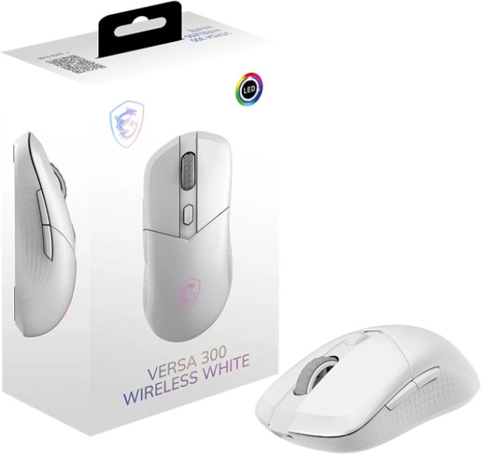Мышь беспроводная MSI VERSA 300 W MS-8ZBD, игровая, Bluetooth/Радио, оптическая, USB, 8000dpi, белый [s12-4301440-cla]
