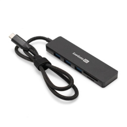 Док-станция с картридером 4-в-1 ExeGate DUB-2213C/CR (кабель-адаптер USB Type-C --> 2xUSB2.0+ 1xUSB3.0+Card Reader, Plug&Play, корпус алюминиевый, черный) EX297632RUS
