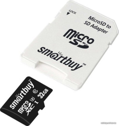 Micro SecureDigital 32GB Smartbuy серия Pro U3/A1/V30, 95/60 МБ/с, с адаптером S (SB32GBSDCL10U3L-01)
