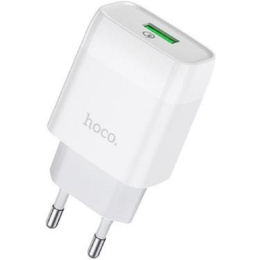 HOCO Зарядное устройство Hoco 18Вт, 3А, QC3.0, 1xUSB + кабель USB/Type-C, CS12A, белый, блистер (HC-03737)