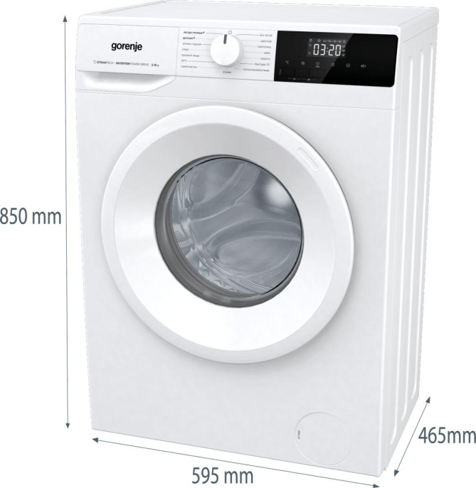 Стиральная машина Gorenje W1NHPI60SCS, с фронтальной загрузкой, 6кг, 1000об/мин, с паром, инверторная