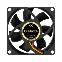 Вентилятор 12В DC ExeGate EX07025S3P (70x70x25 мм, Sleeve bearing (подшипник скольжения), 3pin, 3500RPM, 35dBA) EX296401RUS