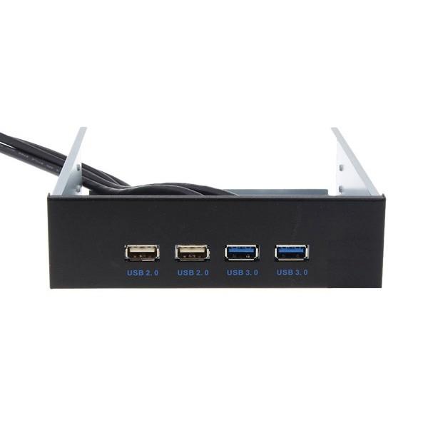 Планка USB на переднюю панель ExeGate U5H-614, 5.25", 2*USB+2*USB3.0, черная, подсоединение к мат. плате EX269460RUS