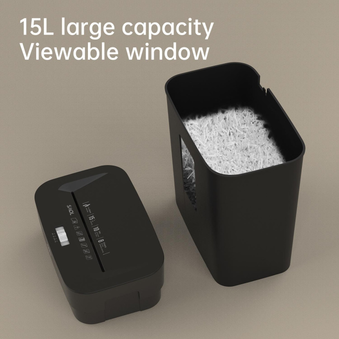 Уничтожитель бумаг Deli ET023,  с автоподачей,  P-4,  4х25 мм, 8 лист. одновременно, 15л