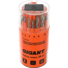 Набор сверл по металлу, кирпичу, дереву (18 шт; 3-10 мм) Gigant G-11120